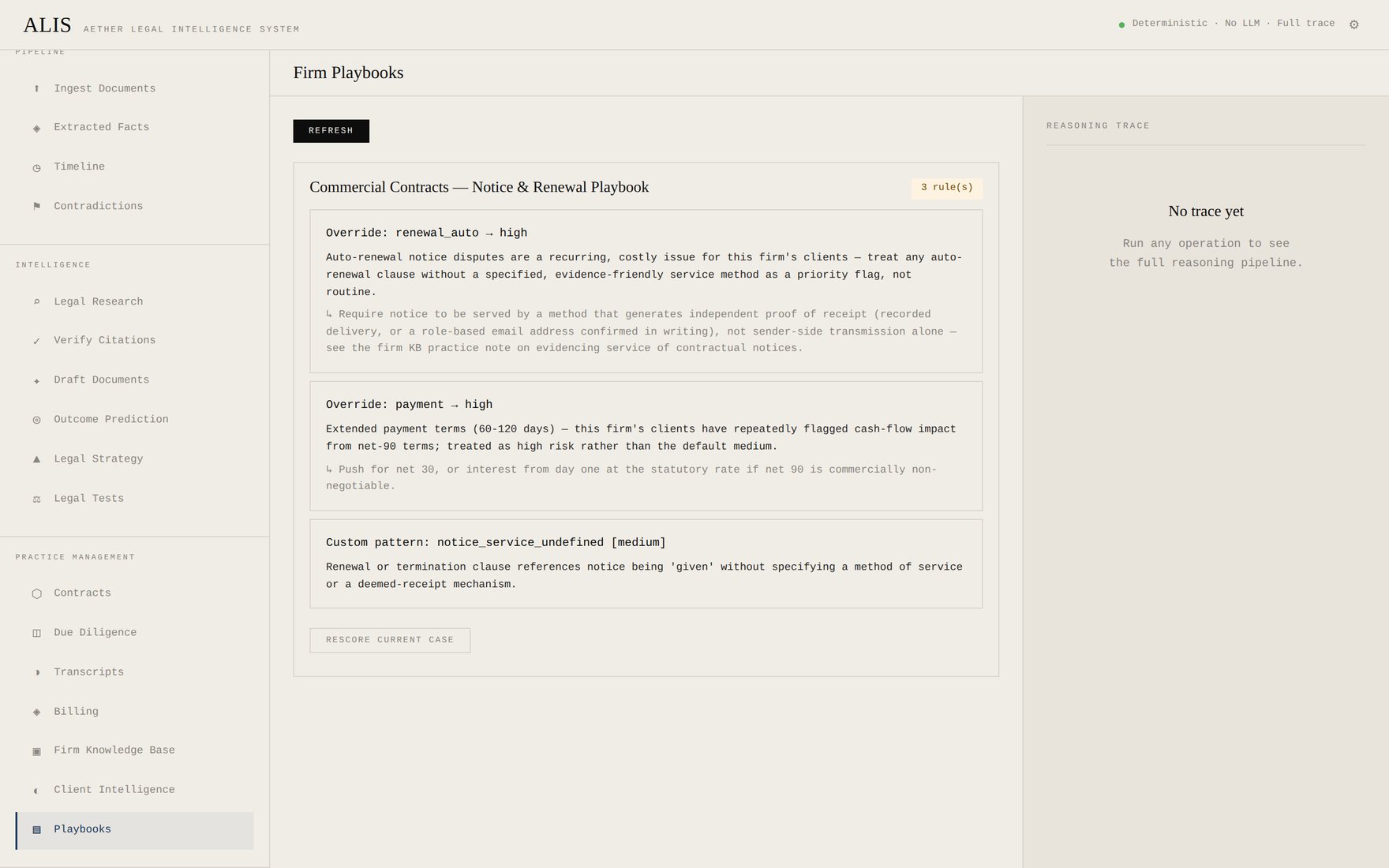 ALIS Playbooks screen